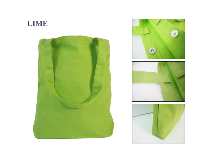 กระเป๋าผ้าแคนวาสสีเขียวมะนาว